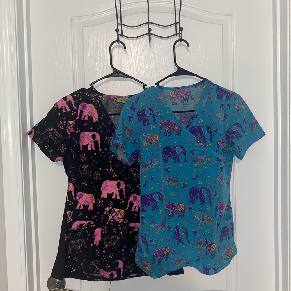 Elephant Print Scrub Tops (2 for 1)